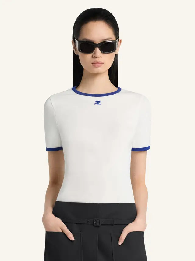 WOMEN - T-SHIRT SIGNATURE CONTRAST BLUE - Courrèges