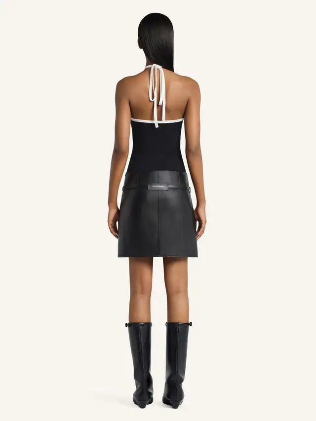 WOMEN - CONTRAST TIE-BACK TANK TOP BLACK - Courrèges