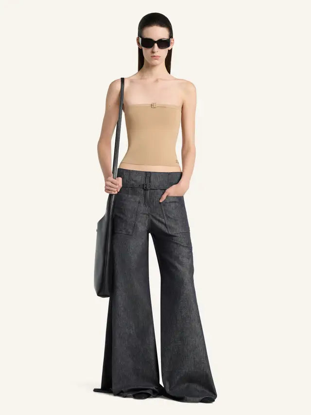 WOMEN -cBUCKLE KNIT BUSTIER TOP DUNE - Courrèges