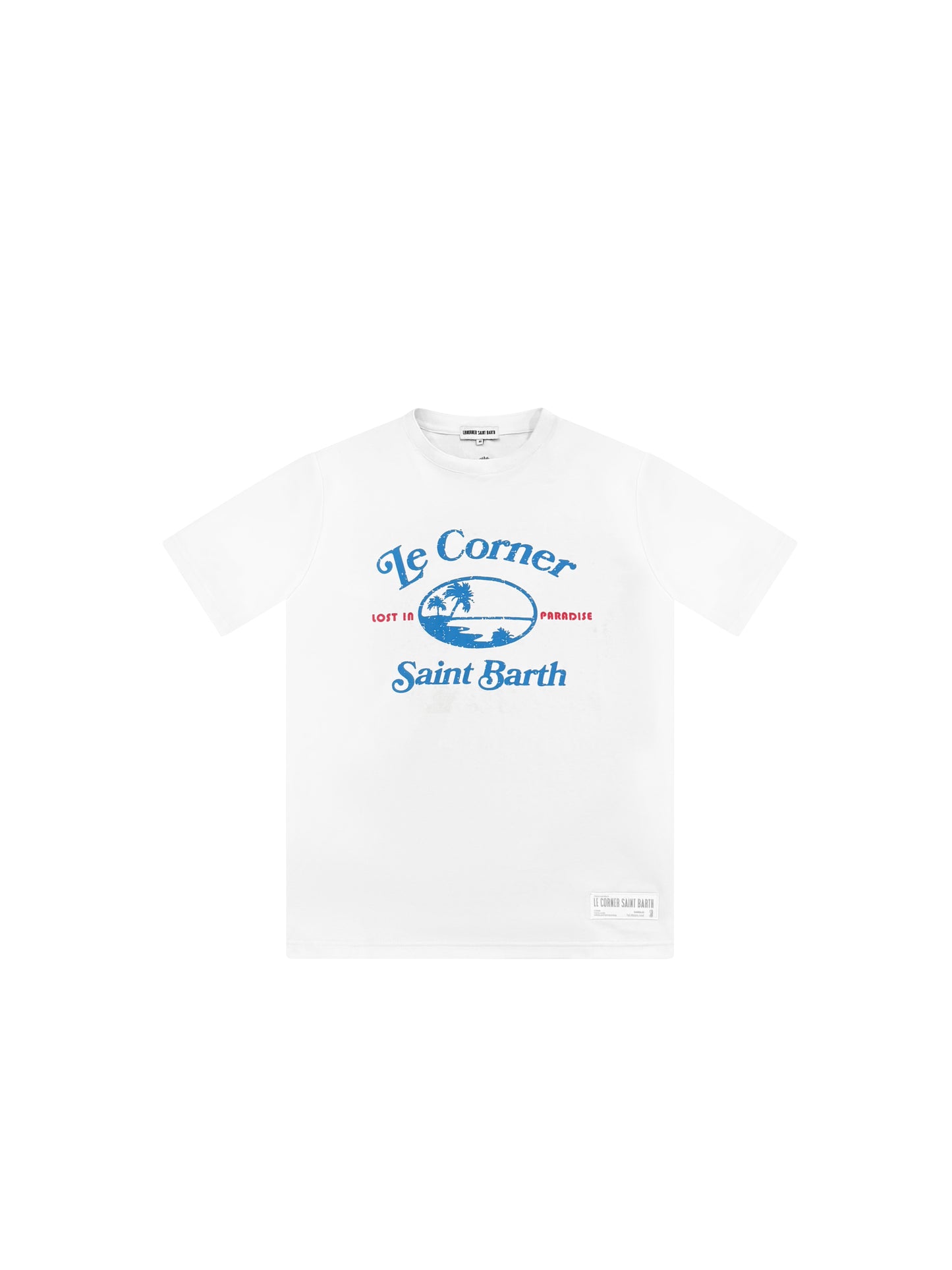 MEN - BUCKET T-SHIRT White/Blue/Red - Le Corner Saint Barth