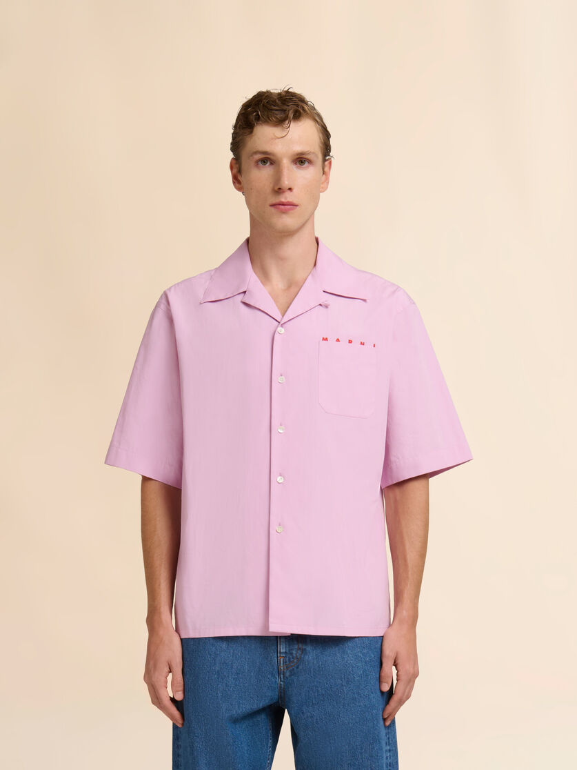 MEN - Chemise bowling en coton rose avec logo - Marni
