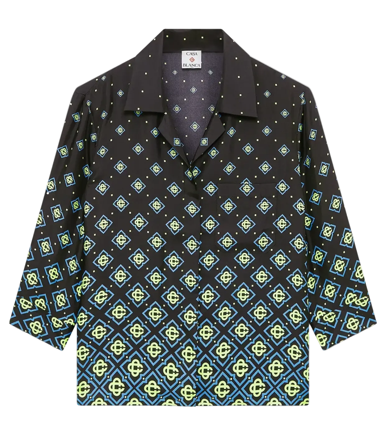 WOMEN-Degrade Monogram Long Sleeve Silk Shirt-CASA BLANCA