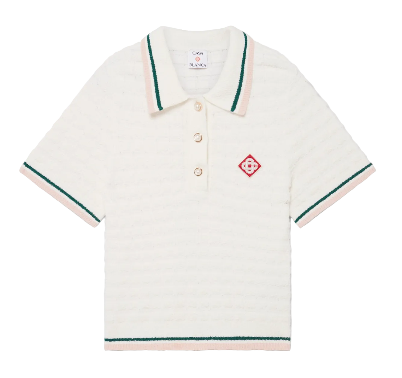 WOMEN - POLO SHIRT COTTON BOUCLÉ white/pink - Casa Blanca