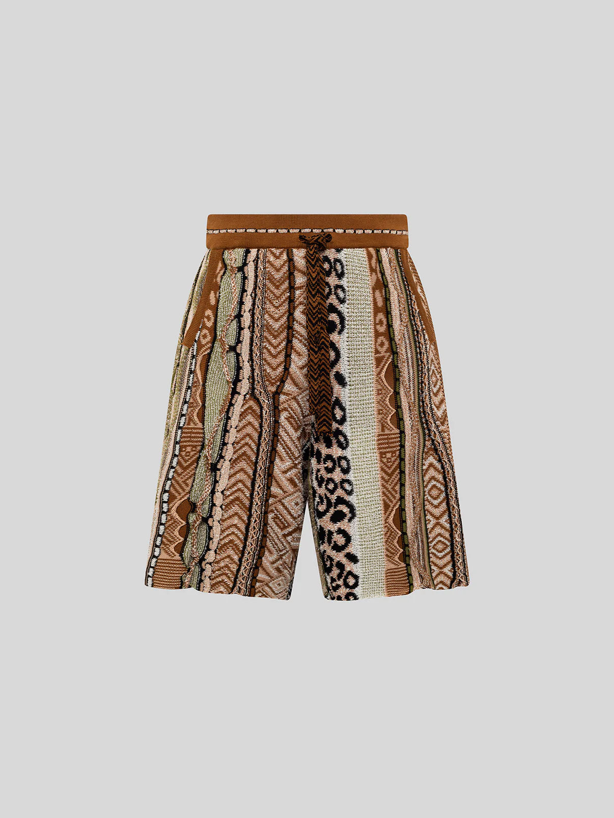 MEN - KNIT SHORT BERMUDA BROWN MULTI - Laneus