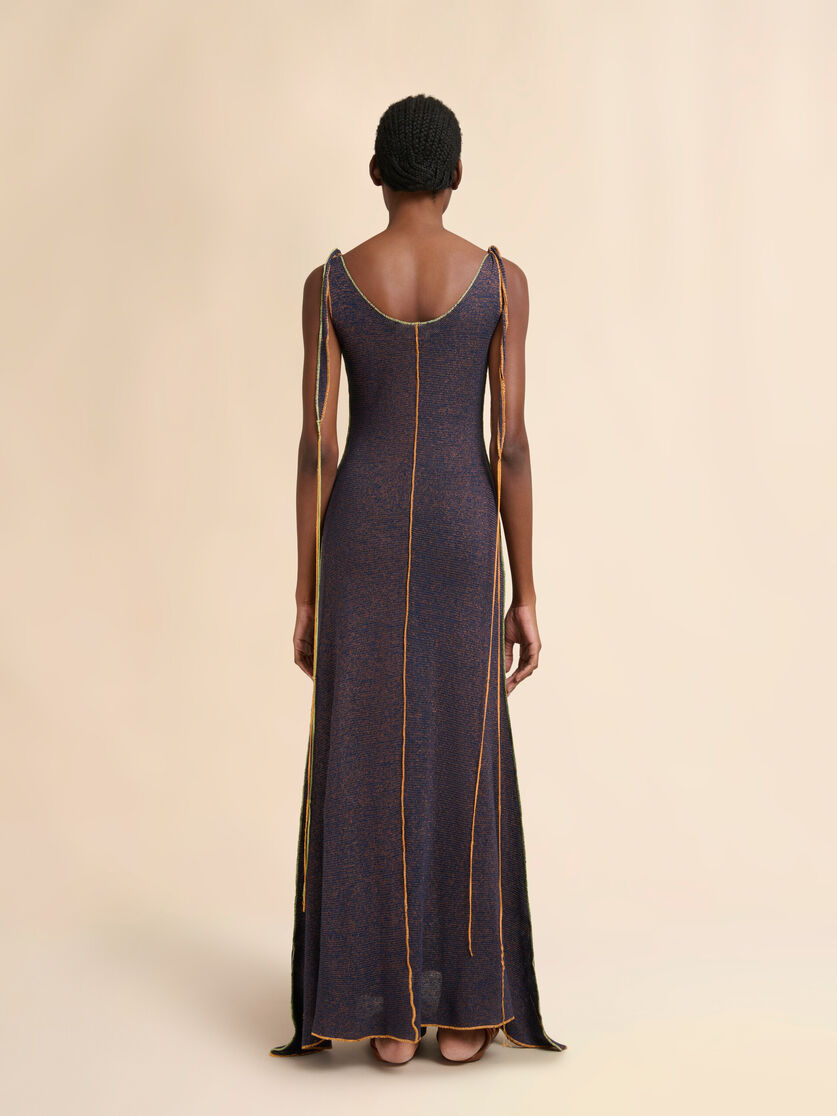 WOMEN - Robe en lin et viscose bleue avec passepoils contrastés - Marni