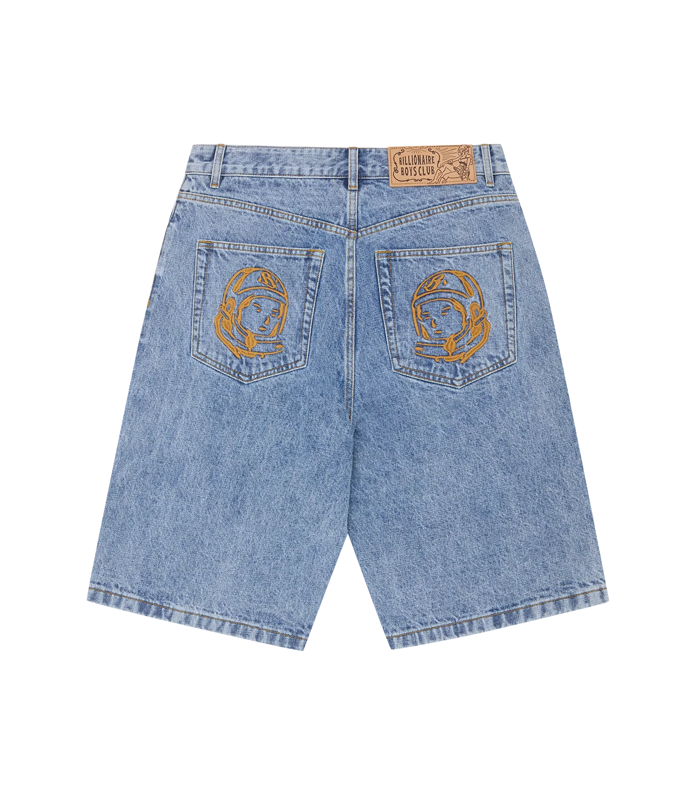MEN - FADED ARCH LOGO DENIM SHORTS LIGHT WASH BLUE - BBC
