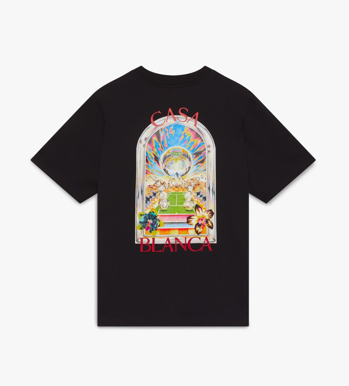MEN - Black Tennis Landscape Short Sleeve T‑Shirt - Casa Blanca