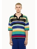 MEN - KNIT POLO BLACK MULTI - Laneus