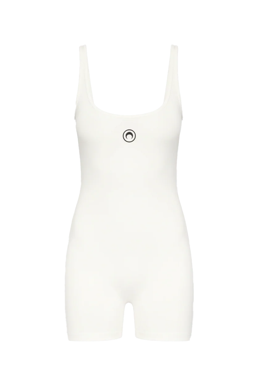 WOMEN - JERSEY SHORT CATSUIT MOON LOGO WHITE - Marine Serre