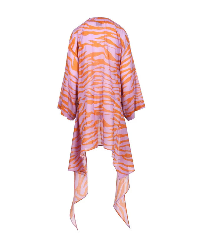 WOMEN - Robe courte portefeuille imprimé zèbre Rose/Orange - The Attico