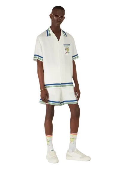 MEN - SHORT SLEEVE SHIRT TENNIS MASCOT SILK TWILL - Casa Blanca