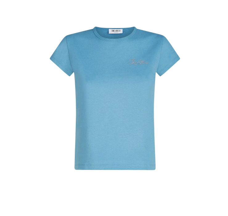 WOMEN - T-SHIRT BLUE WITH LOGO - The Attico