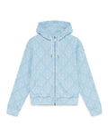 WOMEN - DOUBLE FACED WOOL ZIP HOODIE BLUE - Casa Blanca