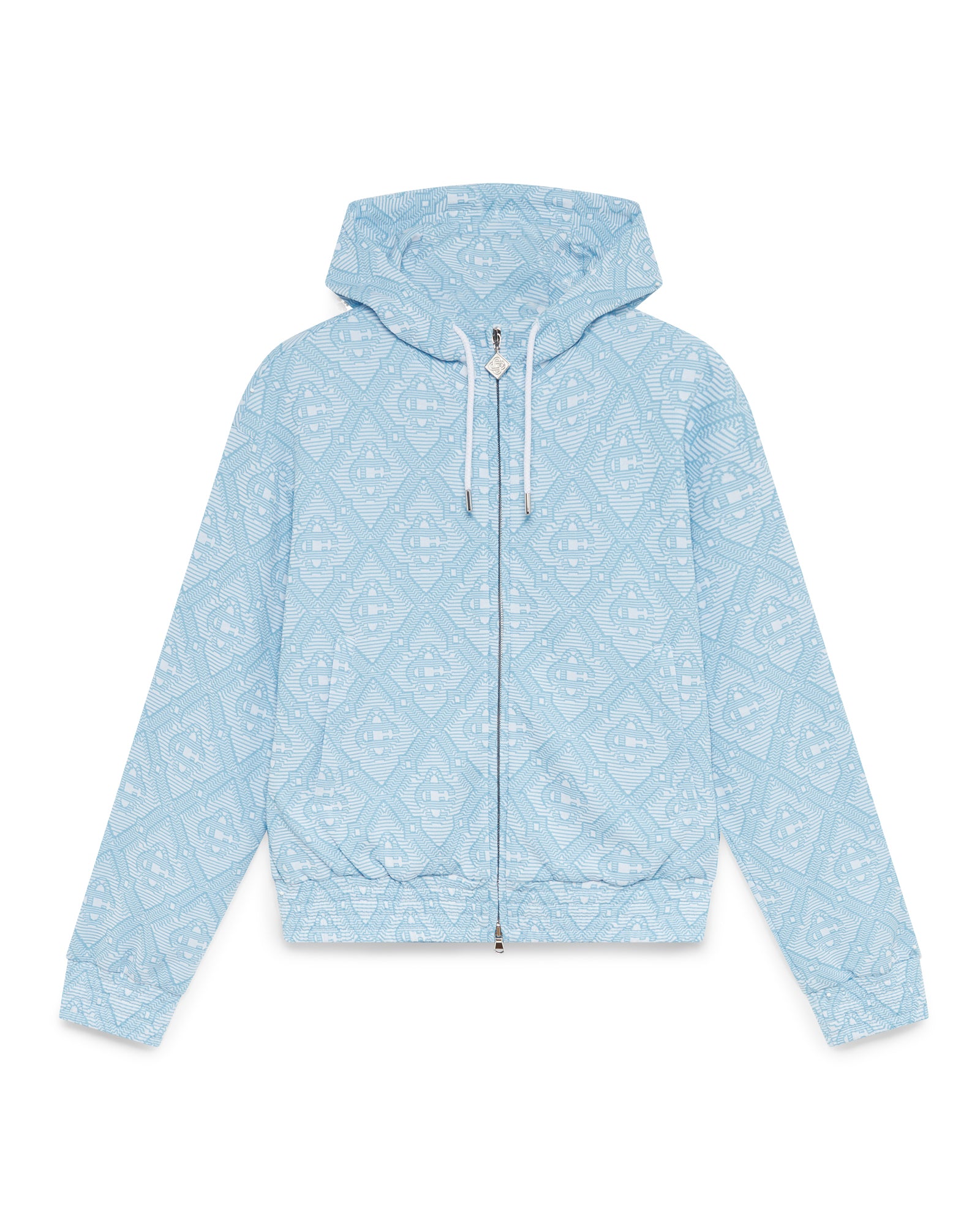 WOMEN - DOUBLE FACED WOOL ZIP HOODIE BLUE - Casa Blanca