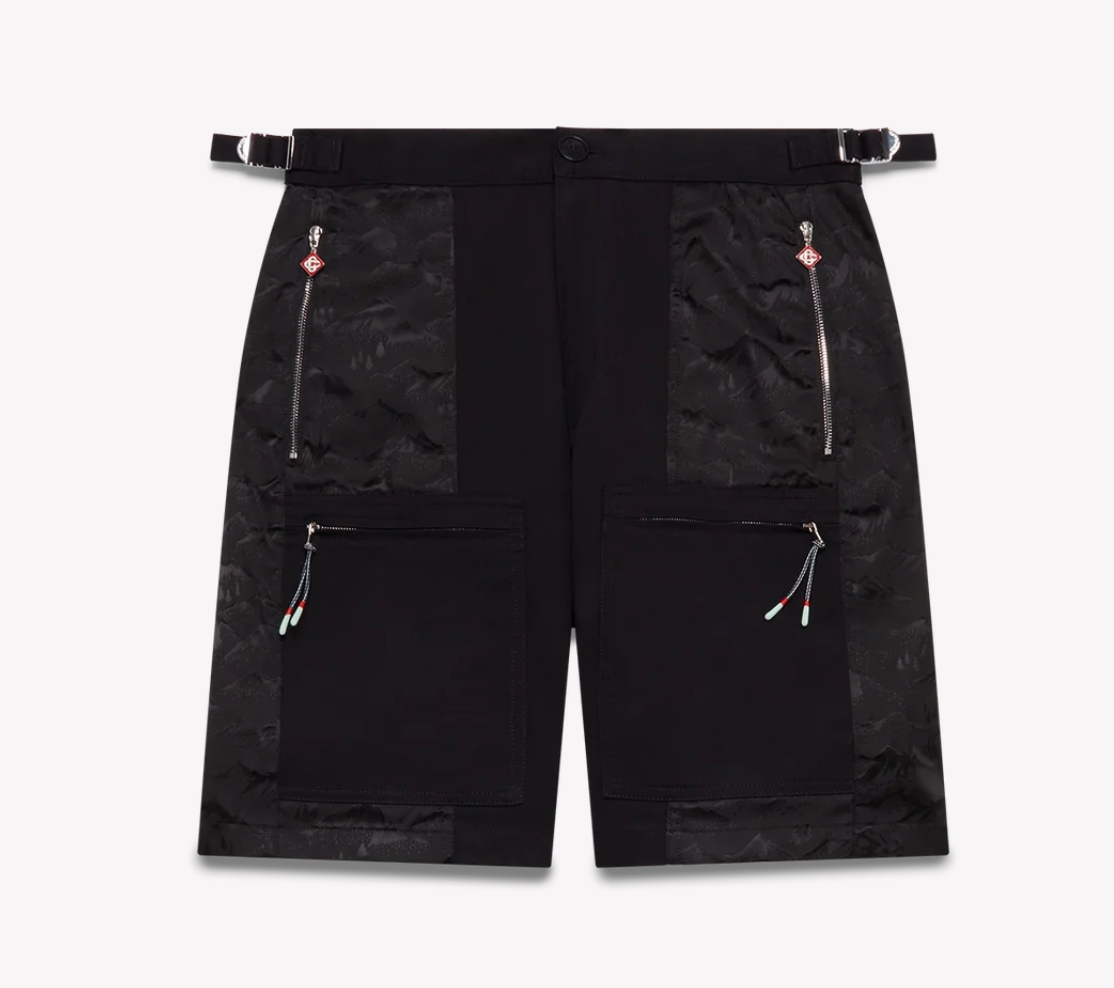 MEN - SHORT NYLON JACQUARD CARGO BLACK - Casa Blanca