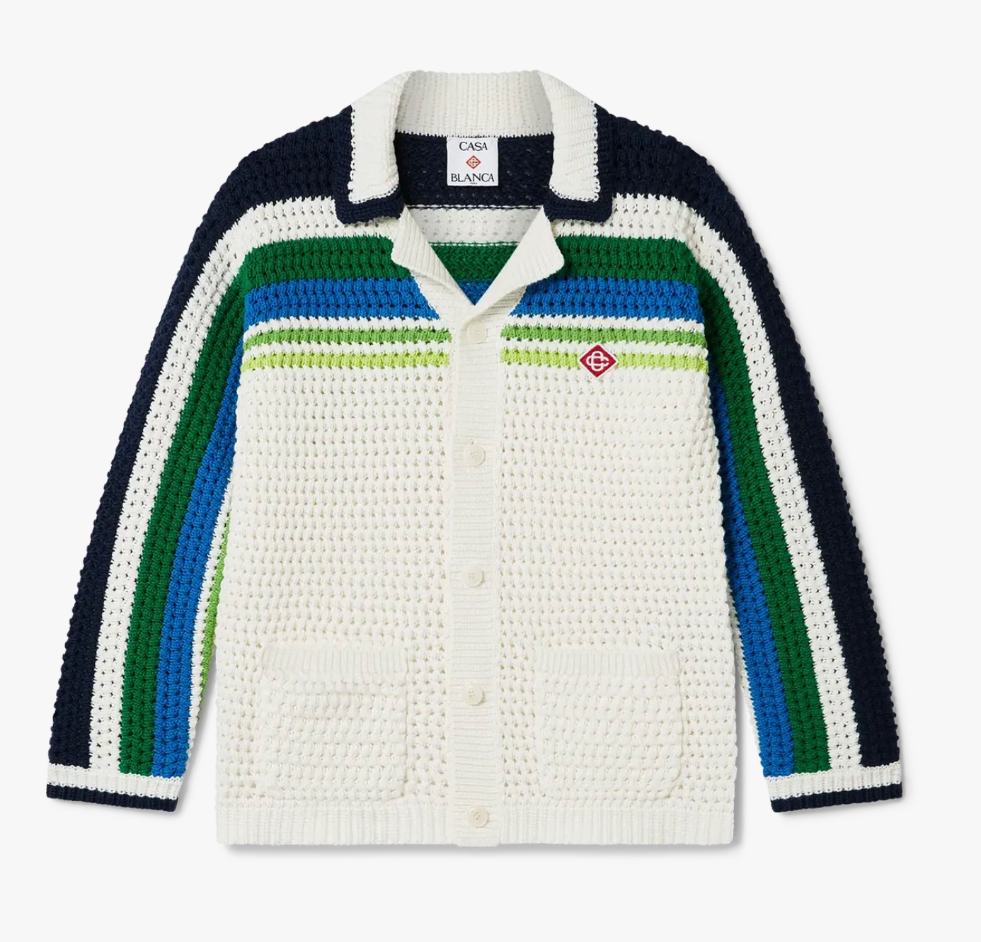 KIDS - Chemise manches longues en maille rayée green - Casa Blanca