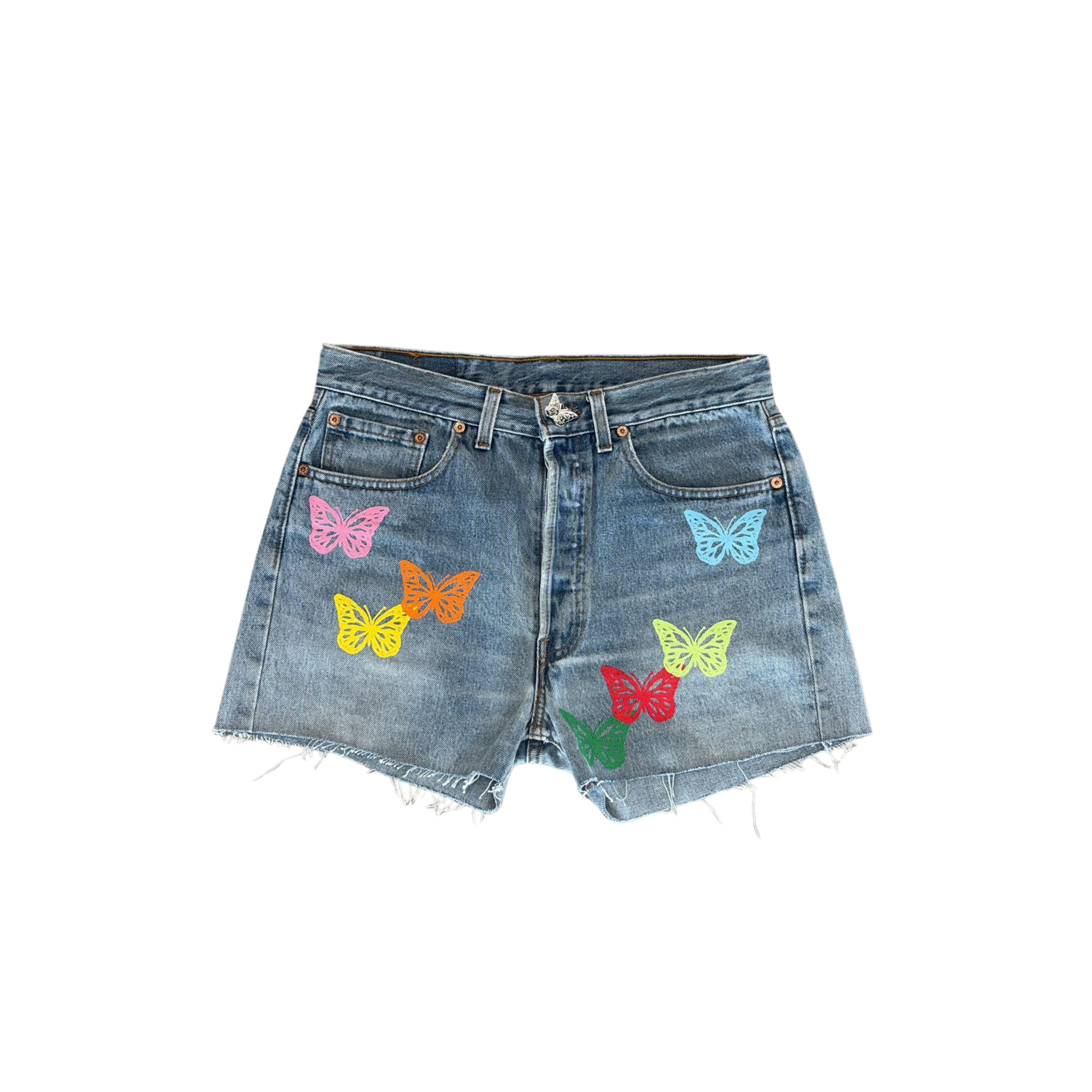 WOMEN - BUTTERFLY DENIM MINI SHORT MULTI COLORS - About Dreams