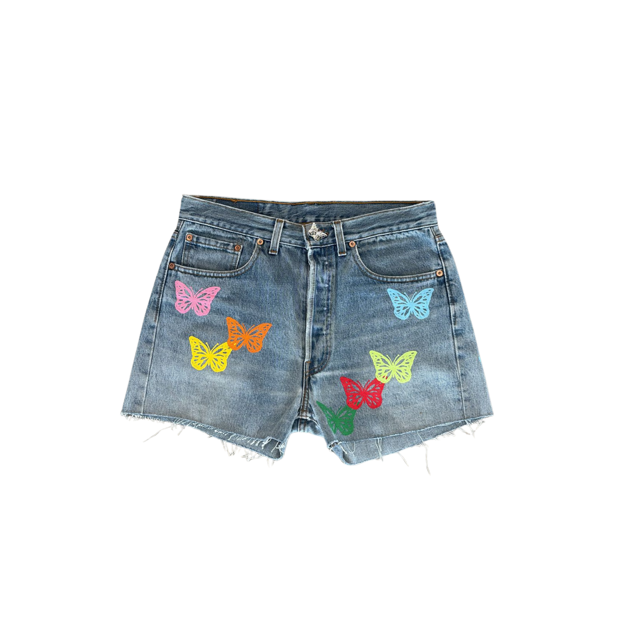 WOMEN - BUTTERFLY DENIM MINI SHORT MULTI COLORS - About Dreams