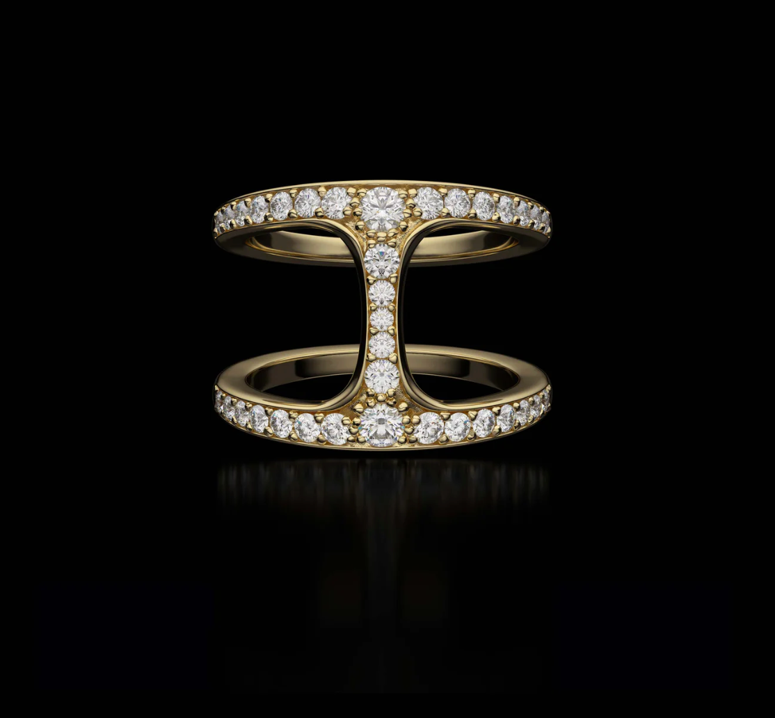 RING DAME PHANTOM WITH DIAMONDS GOLD - Hoorsenbuhs