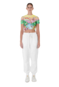 WOMEN- ALOHA CROPPED BABY TEE MULTI-CASA BLANCA