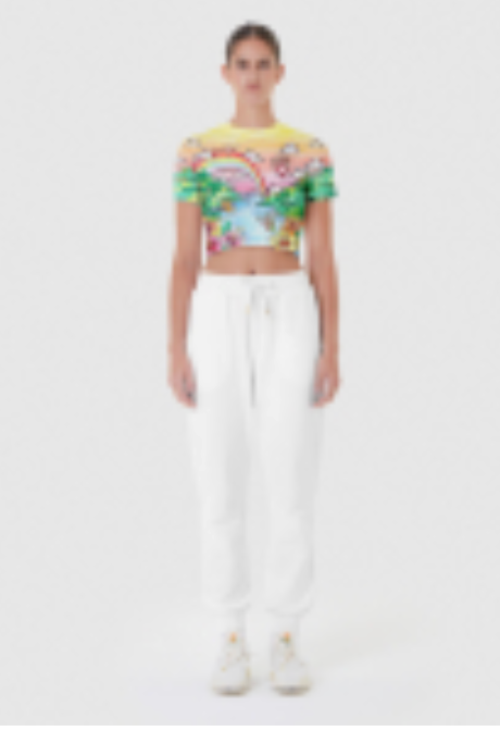 WOMEN- ALOHA CROPPED BABY TEE MULTI-CASA BLANCA