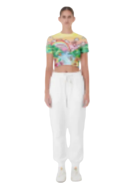 WOMEN- ALOHA CROPPED BABY TEE MULTI-CASA BLANCA