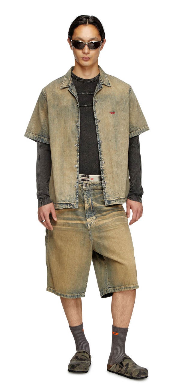 MEN - D-LIVERY SHORT DENIM Marron/Bleu - Diesel