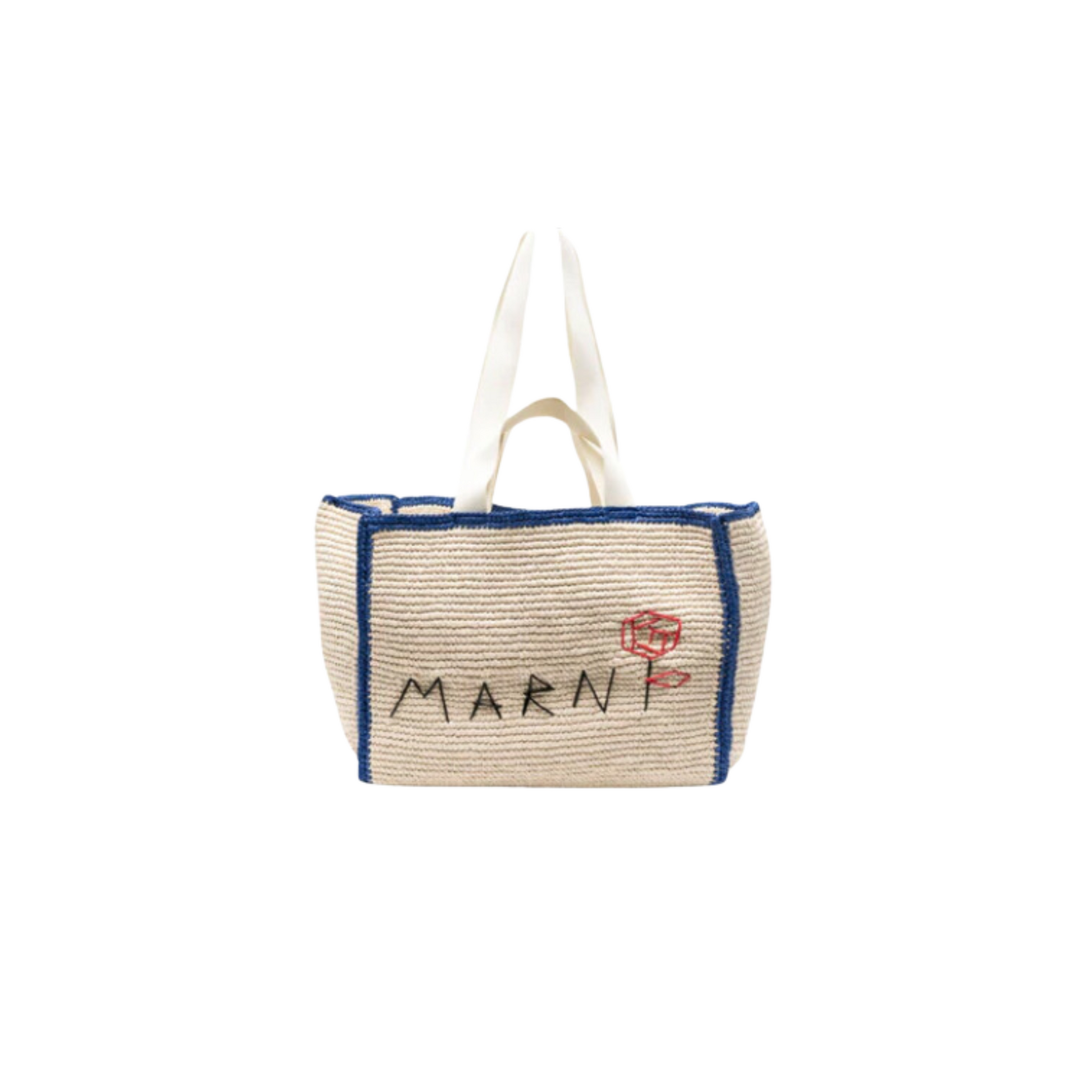 Bag - Grand Cabas Natural Sillo Blue/Red Flower