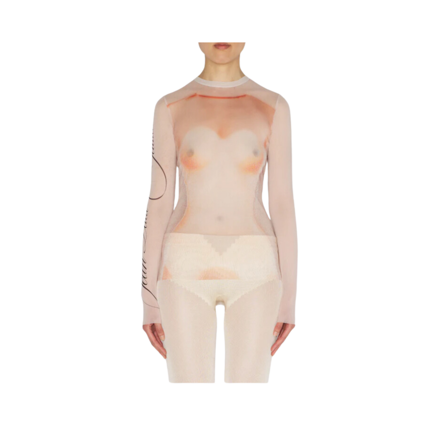 WOMEN - Mesh Longsleeve Top Printed Palepink - JPG