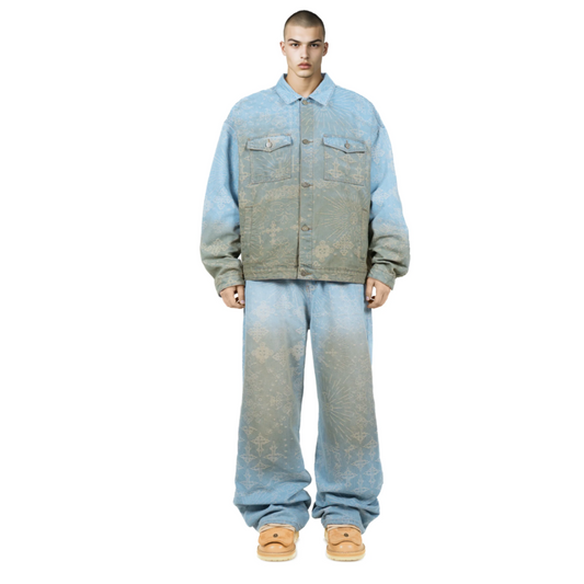 MEN - JACQUARD DENIM PANTS - Untitled Artworks