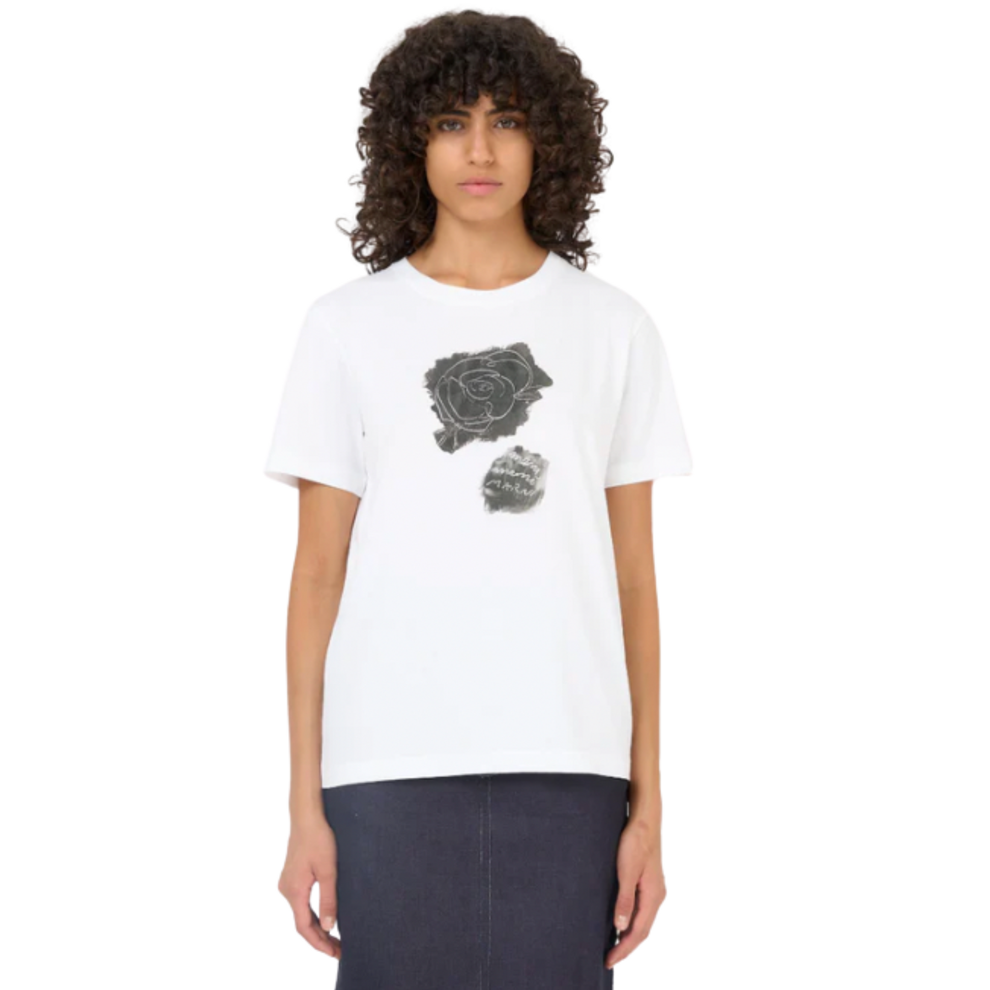 WOMEN - T-SHIIRT PRINTED BRUSHED ROSE White/Black - Marni