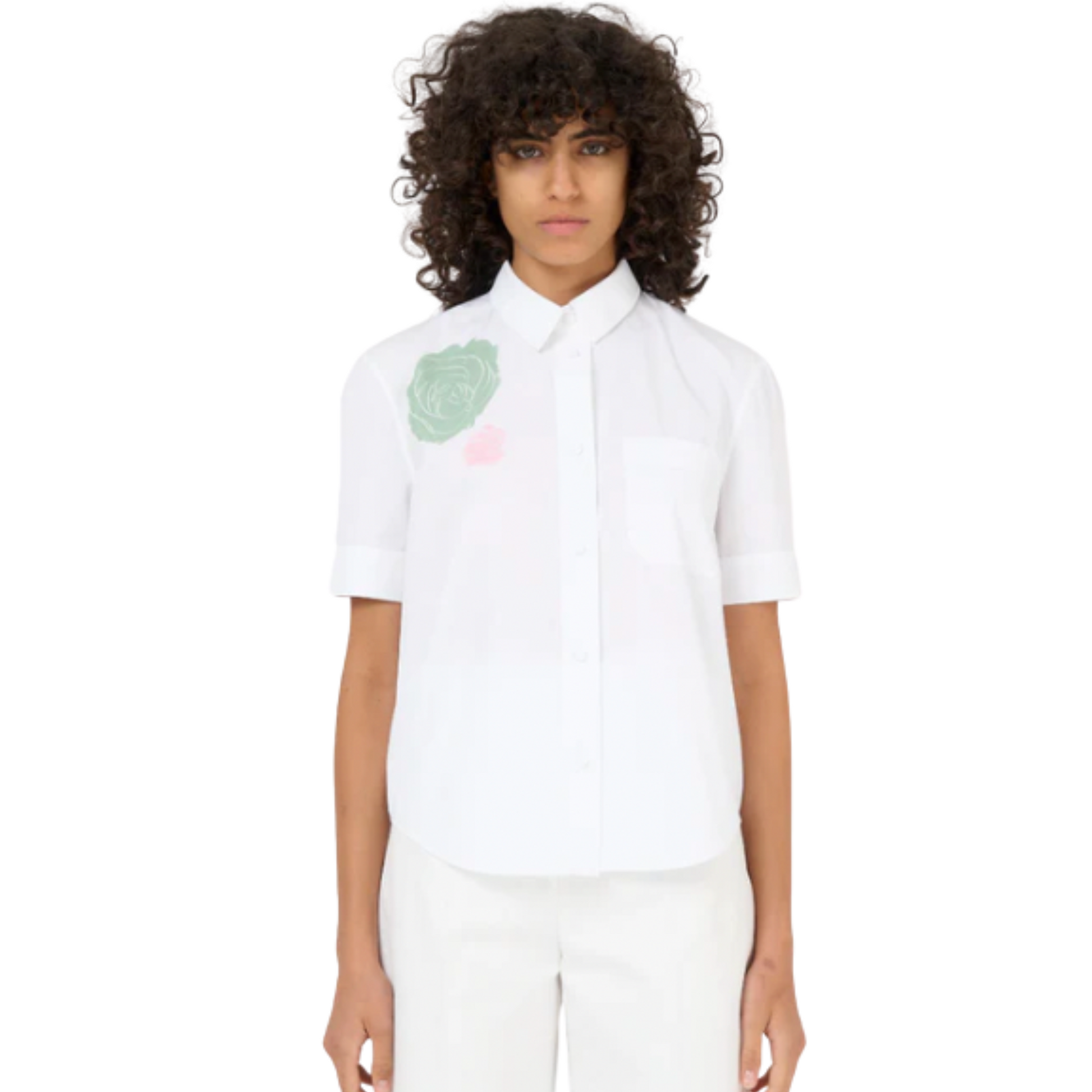 WOMEN - SHIRT PRINTED BRUSHED ROSE LILY WHITE - Marni