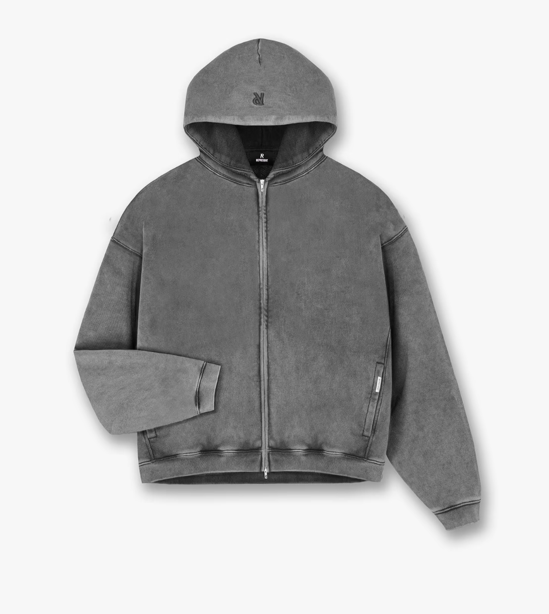 MEN - Initial Boxy Zip Through Hoodie Grey - Represent