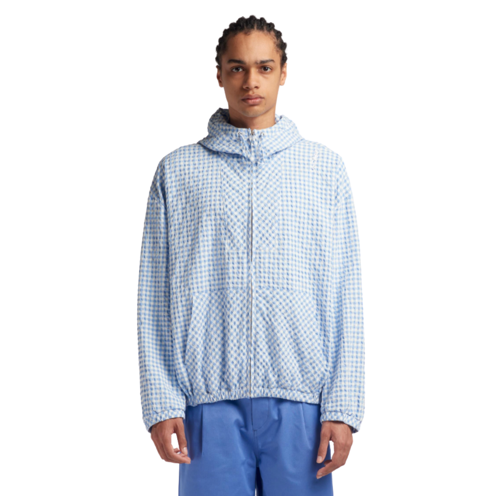 MEN - VESTE A CAPUCHE CARREAUX Blue/White - Marni