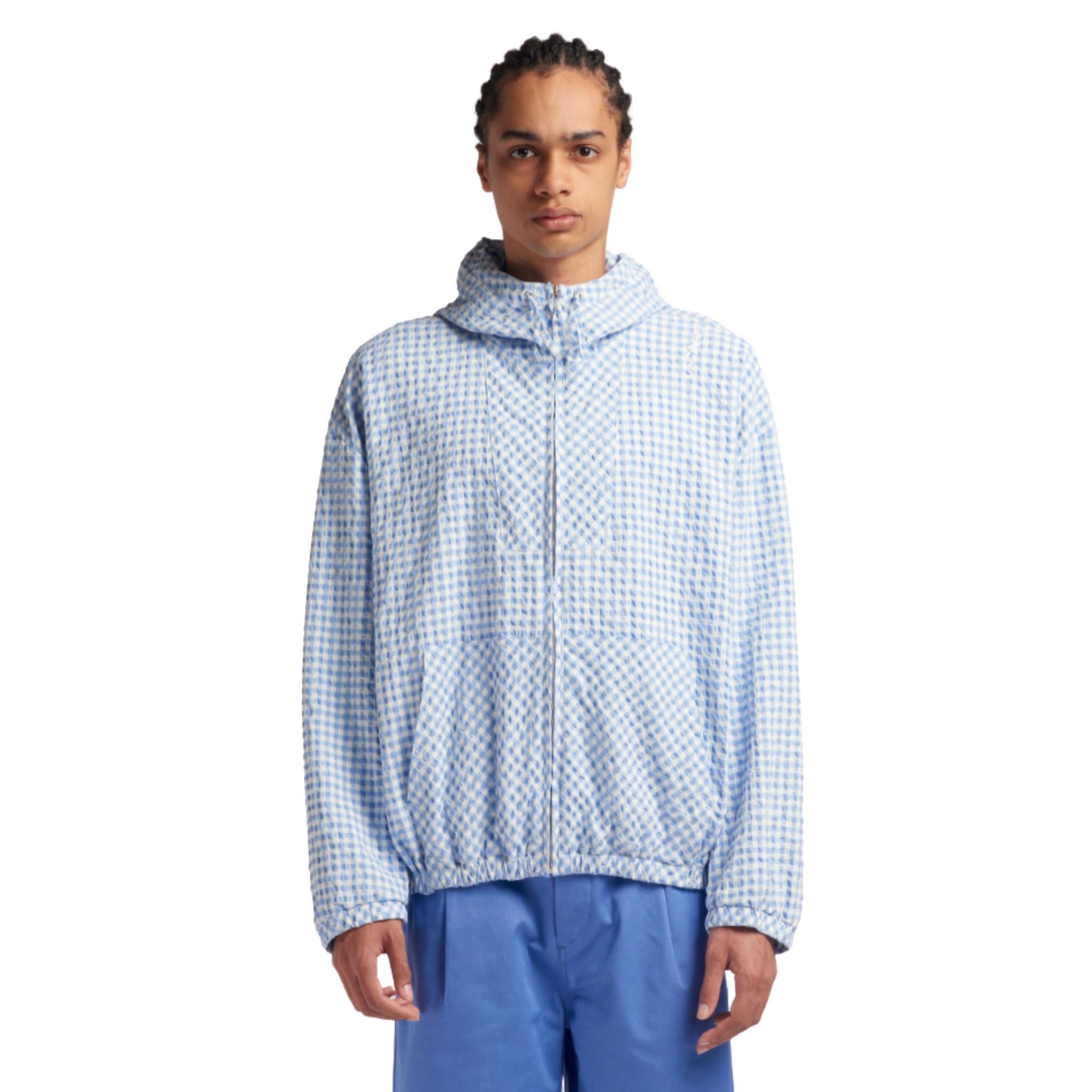MEN - VESTE A CAPUCHE CARREAUX Blue/White - Marni