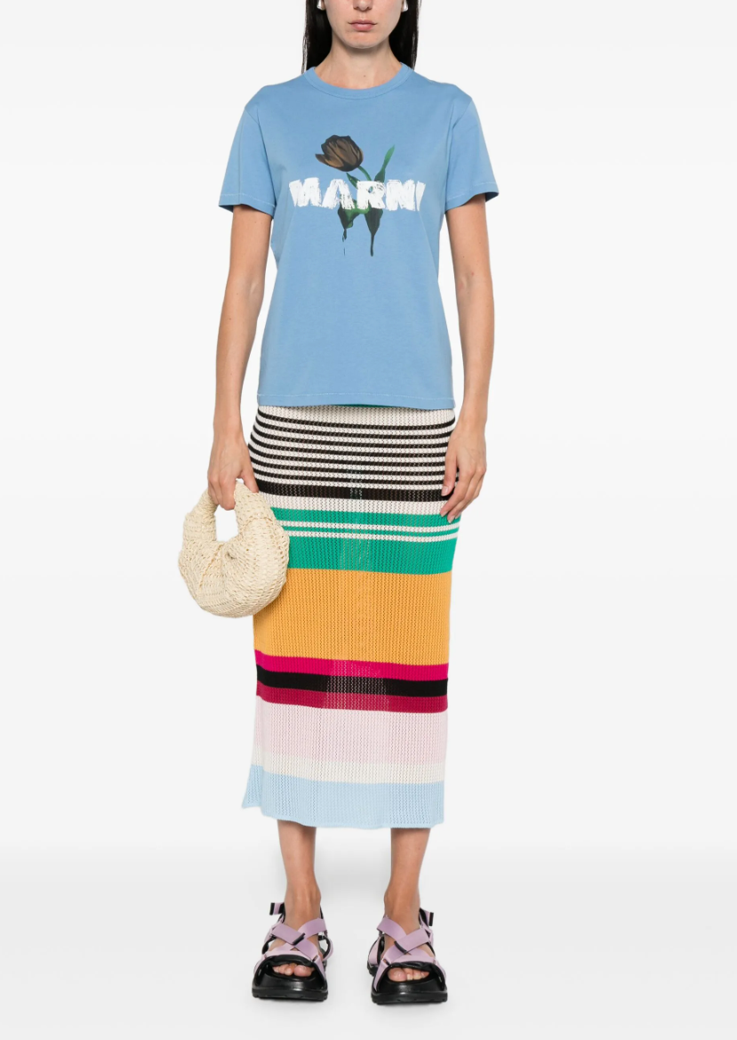 WOMEN - T-SHIRT TULIPE LOGO IRIS BLEU - Marni