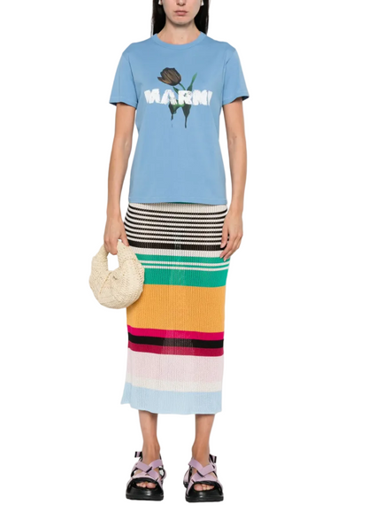 WOMEN - T-SHIRT TULIPE LOGO IRIS BLEU - Marni