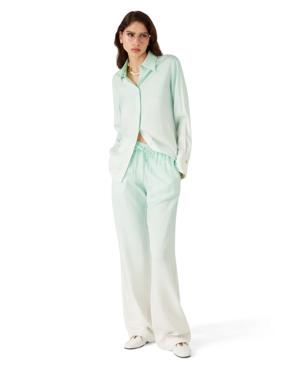 WOMEN - SHIRT GRADIENT MONOGRAM JACQUARD LIGHT GREEN - Casa Blanca