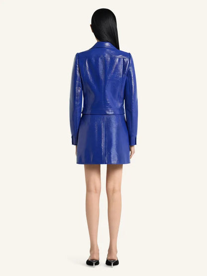 WOMEN - REEDITION VINYL MINI SKIRT BLUE - Courrèges