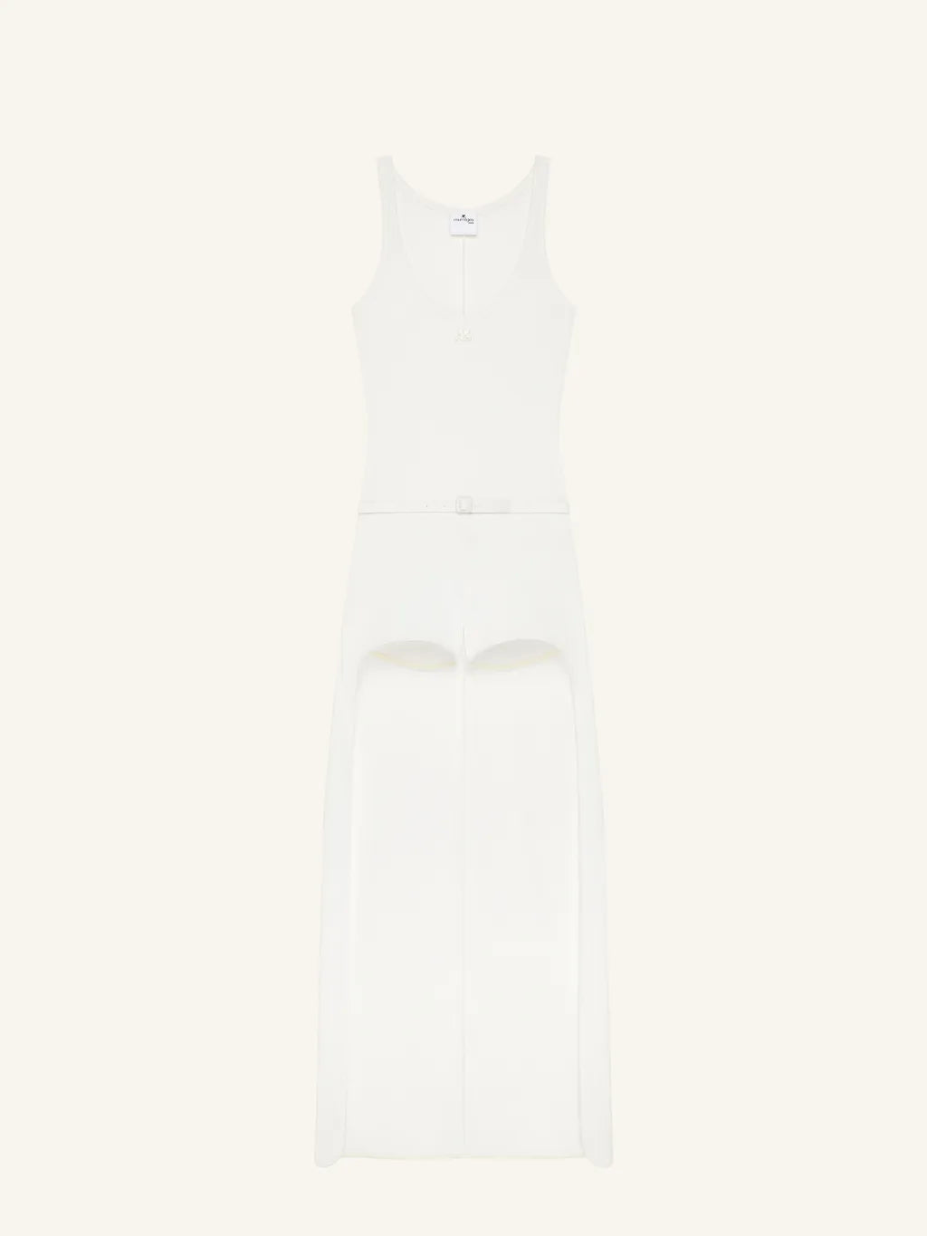 WOMEN - 90'S RIB TRAIN OVERALL WHITE - Courrèges