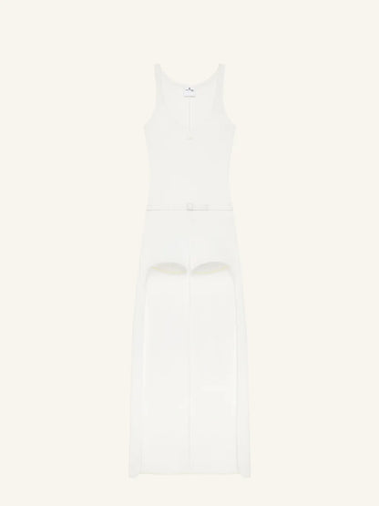WOMEN - 90'S RIB TRAIN OVERALL WHITE - Courrèges
