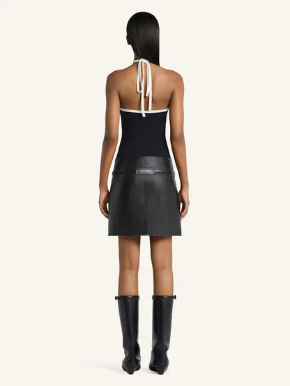 WOMEN - CONTRAST TIE-BACK TANK TOP BLACK - Courrèges