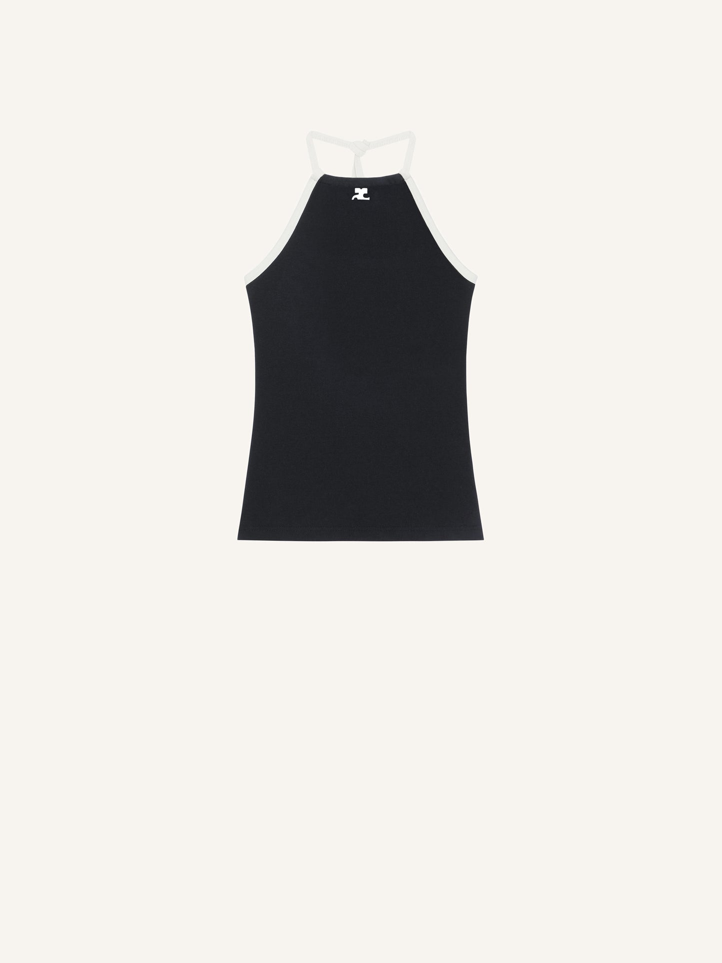 WOMEN - CONTRAST TIE-BACK TANK TOP BLACK - Courrèges