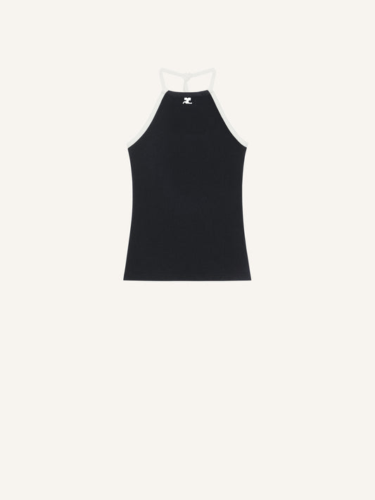 WOMEN - CONTRAST TIE-BACK TANK TOP BLACK - Courrèges