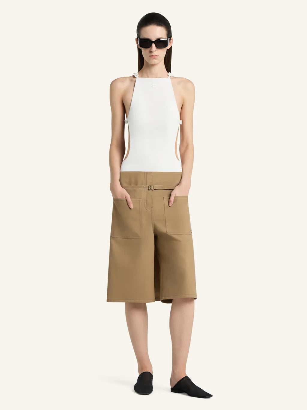 WOMEN - BUCKLE CUT-OUT SWIMSUIT WHITE - Courrèges