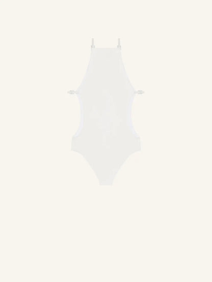 WOMEN - BUCKLE CUT-OUT SWIMSUIT WHITE - Courrèges
