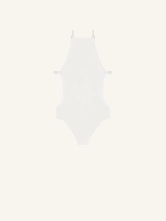 WOMEN - BUCKLE CUT-OUT SWIMSUIT WHITE - Courrèges