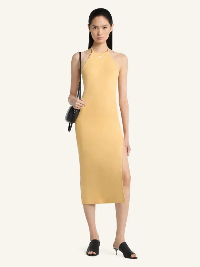 WOMEN - CONTRAST TIE-BACK LONG DRESS ORANGE - courrèges