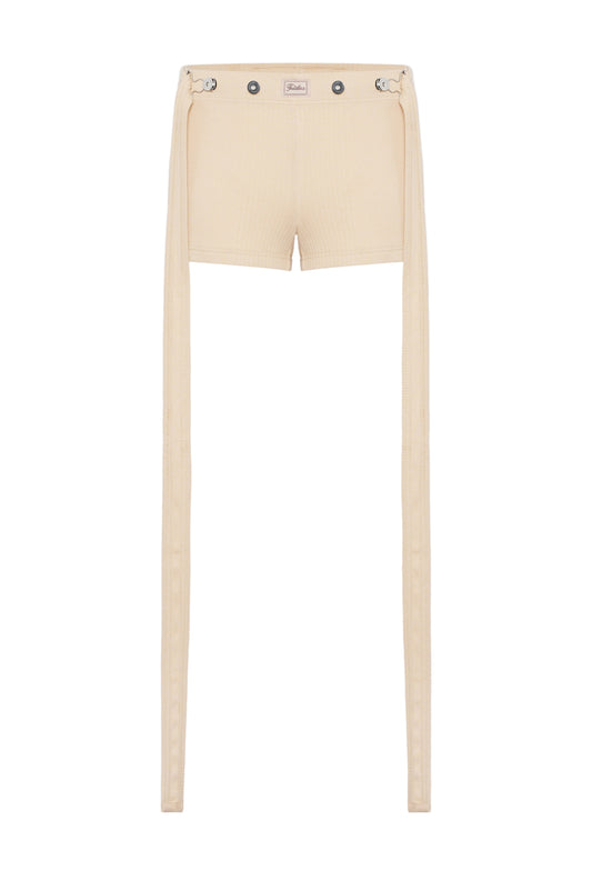 WOMEN - THE BEIGE GAULTIER PATCH SHORTS - JPG
