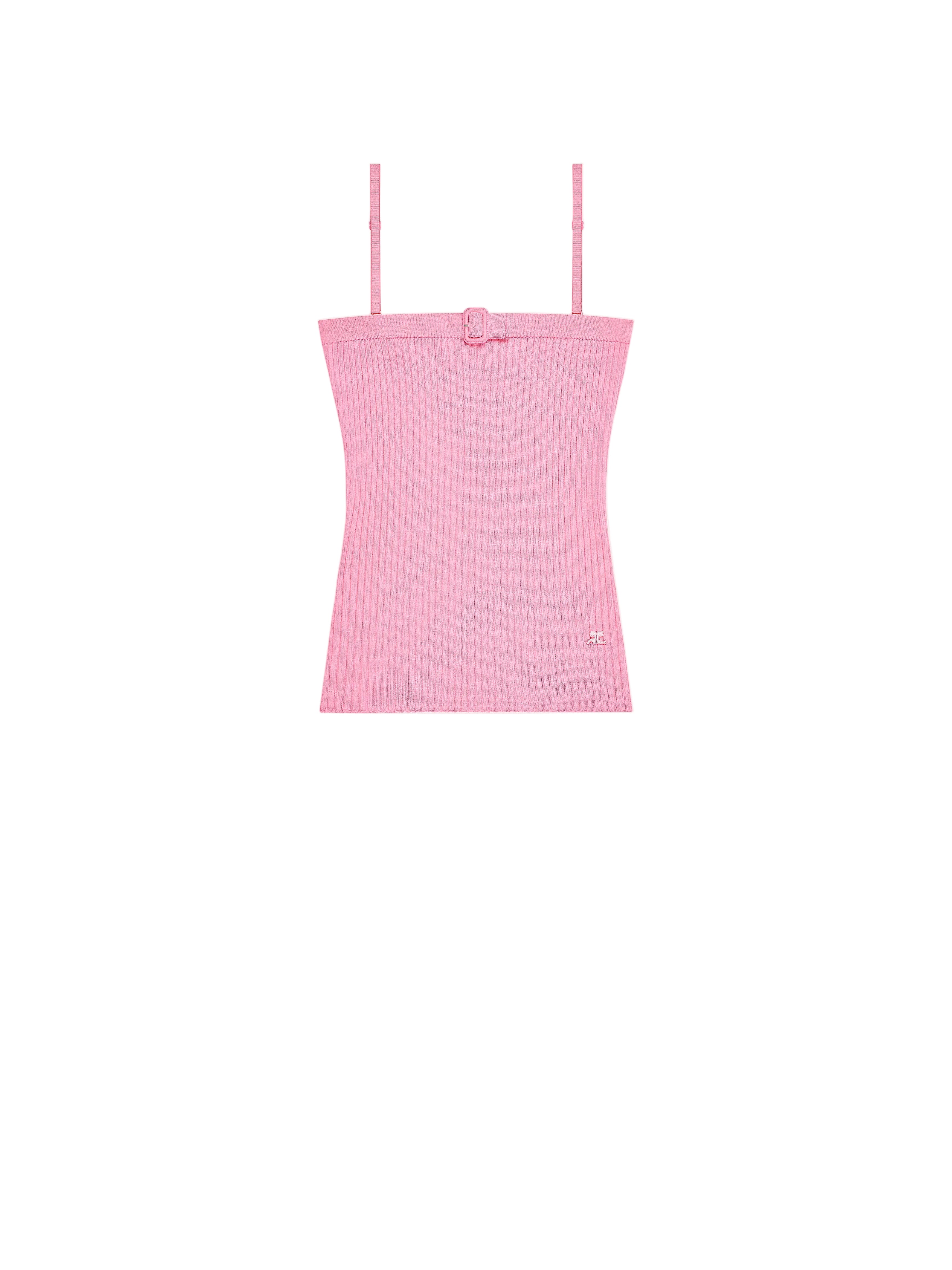 WOMEN - TOP BOUCLE EN MAILLE CÔTELÉE Rose - Courrèges